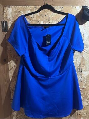 Electric Blue Peplum Shirt - NWT